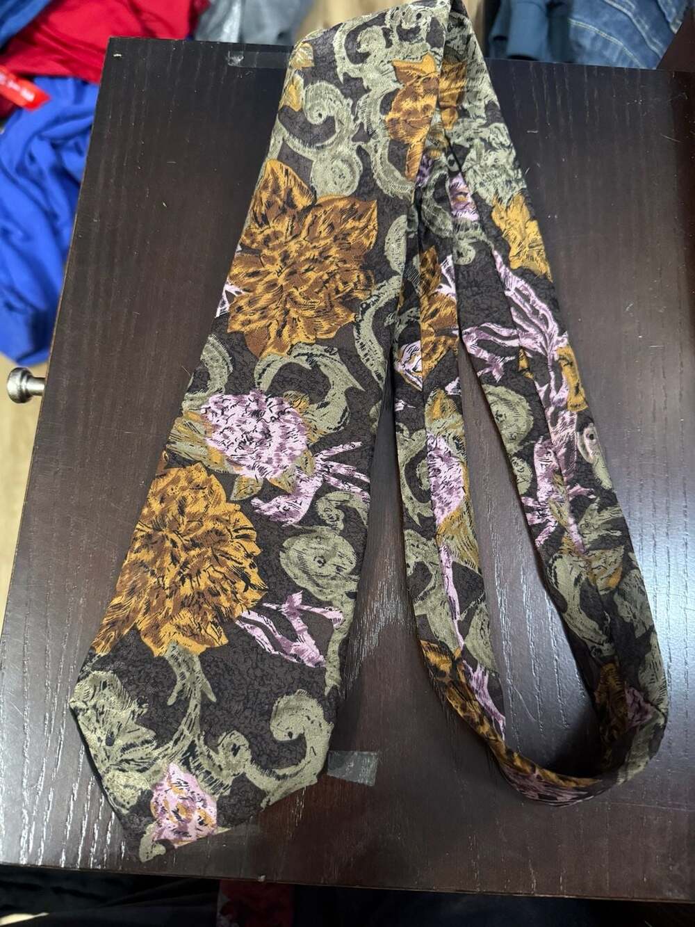 Tattersall Silk Floral Botanical Neck Tie Vintage